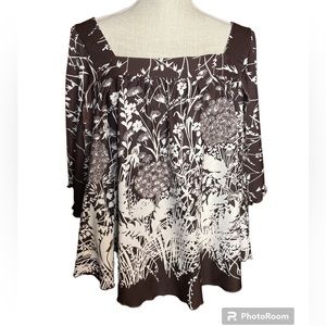 Peggy Lou California Brown & White Floral Blouse